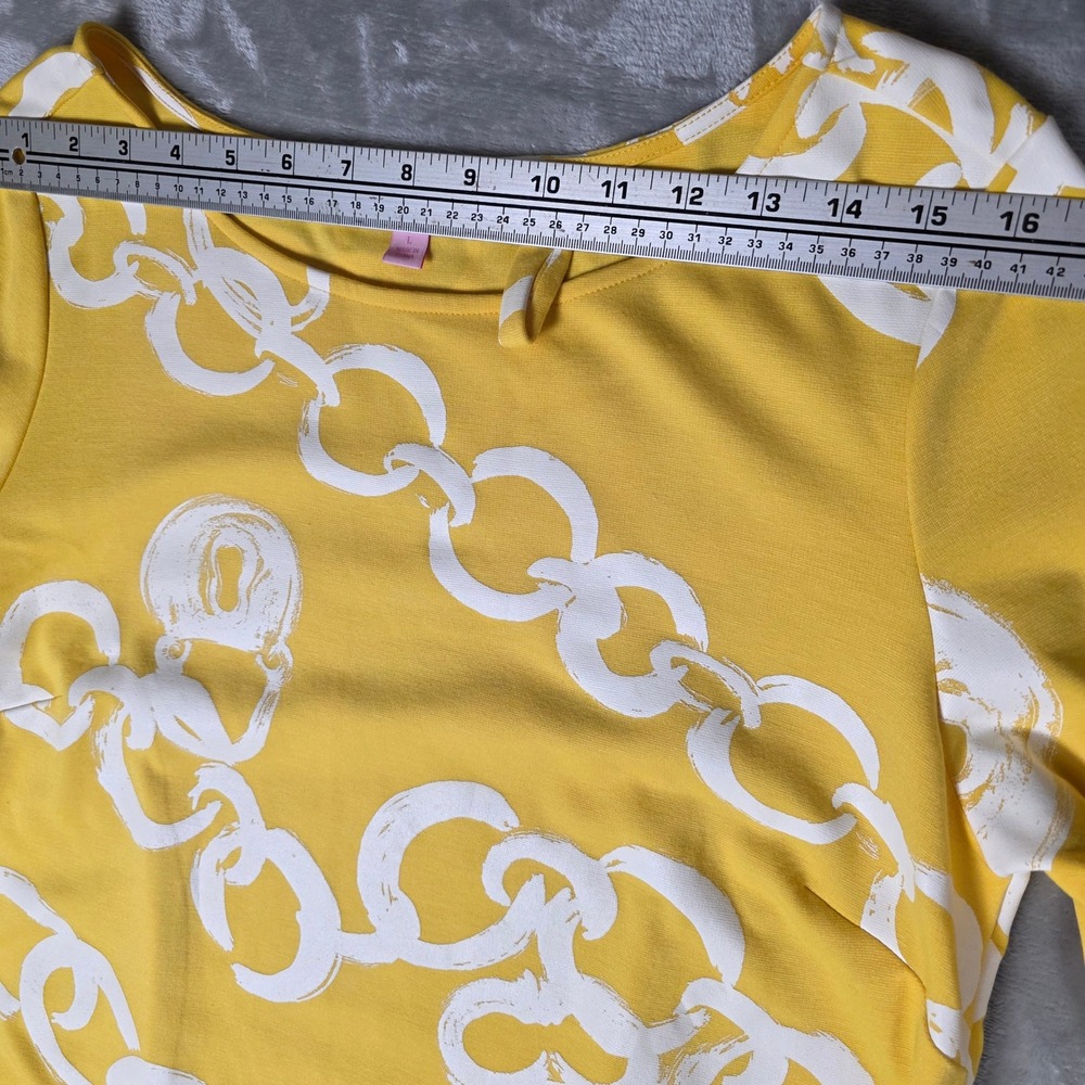 Lilly Pulitzer Yellow & White Chain Print Midi Dress - Picture 9 of 12